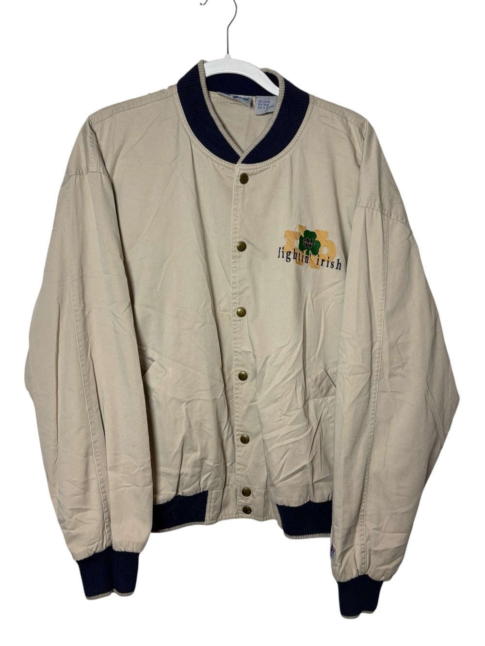 Vintage Notre Dame Fighting Irish The Game Bomber Jacket XL Cotton Embroidered